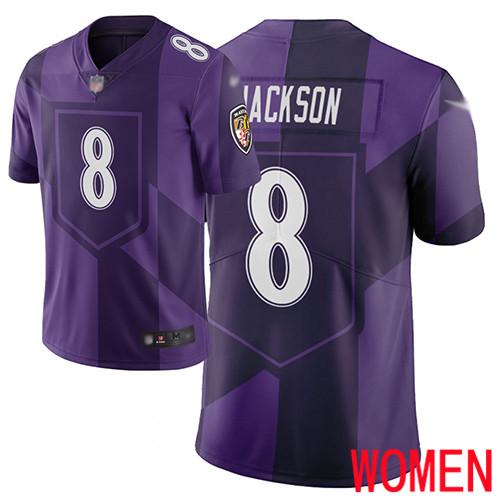 Baltimore Ravens Limited Purple Women Lamar Jackson Jersey NFL Football 8 City Edition